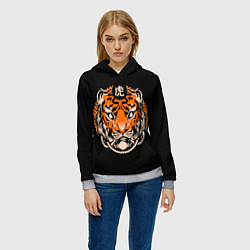 Толстовка-худи женская Символ тигра, цвет: 3D-меланж — фото 2