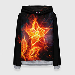 Толстовка-худи женская Flower Neon Fashion 2035 Flame, цвет: 3D-меланж