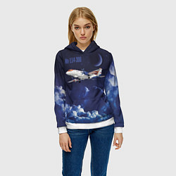 Толстовка-худи женская Пассажирский самолет Ил-114-300, цвет: 3D-белый — фото 2