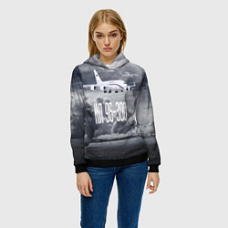 Толстовка-худи женская Пассажирский самолет Ил 96-300, цвет: 3D-черный — фото 2