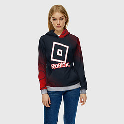 Толстовка-худи женская Roblox : logo, цвет: 3D-меланж — фото 2