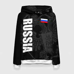 Толстовка-худи женская RUSSIA - BLACK EDITION, цвет: 3D-белый