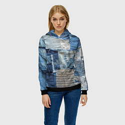 Толстовка-худи женская Пэчворк Рваная ткань Hype, цвет: 3D-черный — фото 2