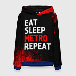 Толстовка-худи женская Eat Sleep Metro Repeat Арт, цвет: 3D-синий