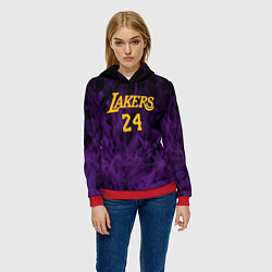 Толстовка-худи женская Lakers 24 фиолетовое пламя, цвет: 3D-красный — фото 2