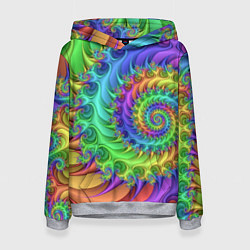 Толстовка-худи женская Красочная фрактальная спираль Узор Colorful fracta, цвет: 3D-меланж