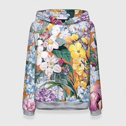 Толстовка-худи женская Цветы Красочный Лакфиоль, цвет: 3D-меланж