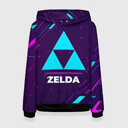 Женская толстовка Символ Zelda в неоновых цветах на темном фоне