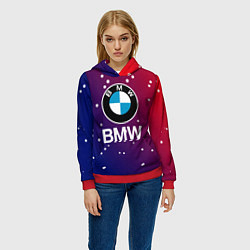 Толстовка-худи женская BMW Градиент Краска, цвет: 3D-красный — фото 2