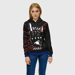 Толстовка-худи женская Stay hard, цвет: 3D-синий — фото 2