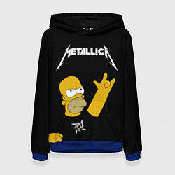 Толстовка-худи женская Metallica Гомер Симпсон рокер, цвет: 3D-синий
