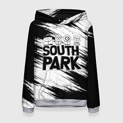 Толстовка-худи женская Южный парк - персонажи и логотип South Park, цвет: 3D-меланж