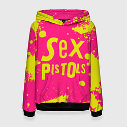 Толстовка-худи женская Sex Pistols Yellow Logo, цвет: 3D-черный