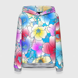 Толстовка-худи женская Летний цветочный паттерн Fashion trend 2025, цвет: 3D-меланж