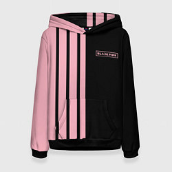 Толстовка-худи женская BLACKPINK HALF BLACK-PINK MINI LOGO, цвет: 3D-черный