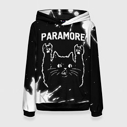 Толстовка-худи женская Группа Paramore и Рок Кот, цвет: 3D-черный