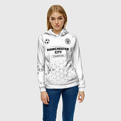 Толстовка-худи женская Manchester City Champions Униформа, цвет: 3D-белый — фото 2