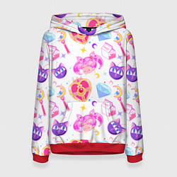 Толстовка-худи женская Сейлор Мун Sailor Moon, цвет: 3D-красный