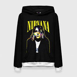 Толстовка-худи женская Рок - группа Nirvana, цвет: 3D-белый