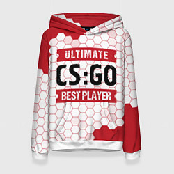 Толстовка-худи женская CS:GO: красные таблички Best Player и Ultimate, цвет: 3D-белый