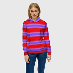 Толстовка-худи женская Striped pattern мягкие размытые полосы красные фио, цвет: 3D-красный — фото 2