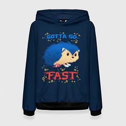 Толстовка-худи женская Little Sonic gotta go fast, цвет: 3D-черный