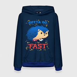Толстовка-худи женская Little Sonic gotta go fast, цвет: 3D-синий