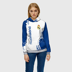 Толстовка-худи женская Реал Мадрид краска, цвет: 3D-меланж — фото 2