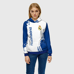 Толстовка-худи женская Реал Мадрид краска, цвет: 3D-синий — фото 2