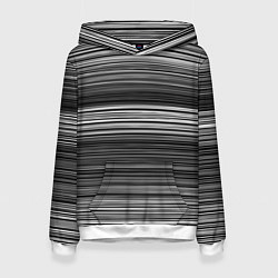 Толстовка-худи женская Black and white thin stripes Тонкие полосы, цвет: 3D-белый