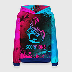 Толстовка-худи женская Scorpions Neon Gradient, цвет: 3D-синий