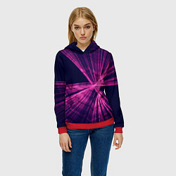 Толстовка-худи женская Неоновое множество лучей - Розовый, цвет: 3D-красный — фото 2