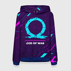 Женская толстовка Символ God of War в неоновых цветах на темном фоне