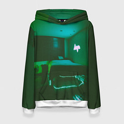 Толстовка-худи женская Неоновая спальня - Зелёный, цвет: 3D-белый
