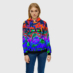 Толстовка-худи женская Game time Абстрактный пятнистый узор, цвет: 3D-черный — фото 2