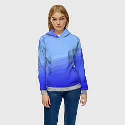 Толстовка-худи женская Blue abstract pattern, цвет: 3D-меланж — фото 2