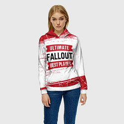 Толстовка-худи женская Fallout: красные таблички Best Player и Ultimate, цвет: 3D-белый — фото 2