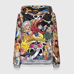 Толстовка-худи женская One Pieceгерои, цвет: 3D-меланж