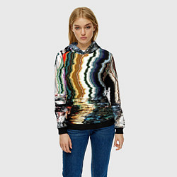 Толстовка-худи женская Glitch pattern - fashion trend, цвет: 3D-черный — фото 2