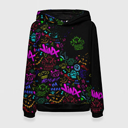 Толстовка-худи женская League Of Legends неон - Arcane logo, цвет: 3D-черный