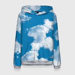 Толстовка-худи женская Небо в облаках, цвет: 3D-меланж