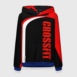 Толстовка-худи женская CrossFit - Красный спортивный, цвет: 3D-синий