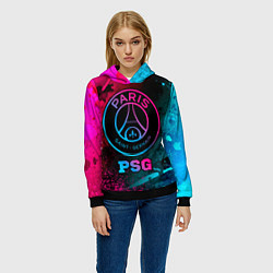 Толстовка-худи женская PSG - neon gradient, цвет: 3D-черный — фото 2