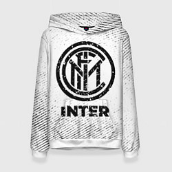 Толстовка-худи женская Inter с потертостями на светлом фоне, цвет: 3D-белый