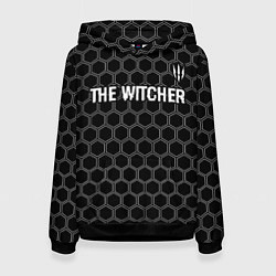 Толстовка-худи женская The Witcher glitch на темном фоне: символ сверху, цвет: 3D-черный