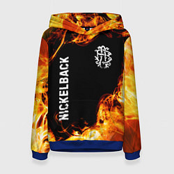 Толстовка-худи женская Nickelback и пылающий огонь, цвет: 3D-синий
