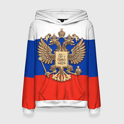 Женская толстовка Герб России на фоне флага