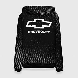 Толстовка-худи женская Chevrolet с потертостями на темном фоне, цвет: 3D-черный