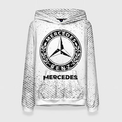 Толстовка-худи женская Mercedes с потертостями на светлом фоне, цвет: 3D-белый