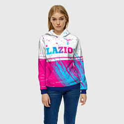 Толстовка-худи женская Lazio neon gradient style: символ сверху, цвет: 3D-синий — фото 2